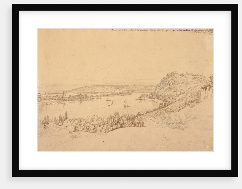 View of Koblenz with the Rhine and Fortress Ehrenbreitstein (recto), View of the Heidelberg Castle (verso) by Johann Adam Klein
