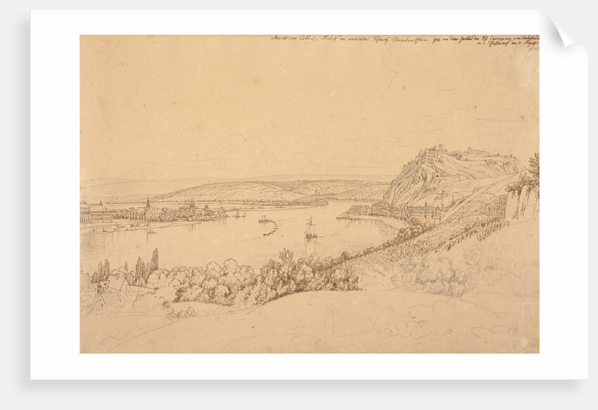 View of Koblenz with the Rhine and Fortress Ehrenbreitstein (recto), View of the Heidelberg Castle (verso) by Johann Adam Klein