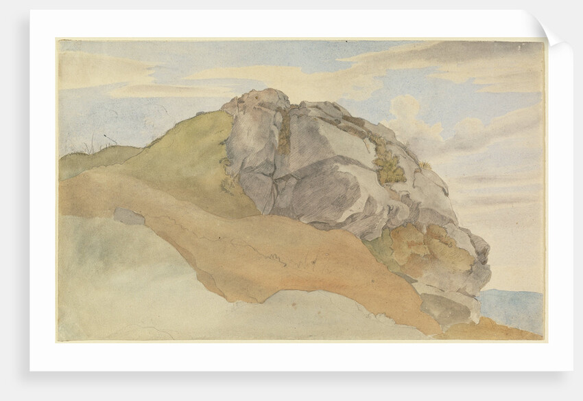 Rocky Outcropping (recto), Rocky Forest with Strollers (verso) by Ernst Ferdinand Oehme