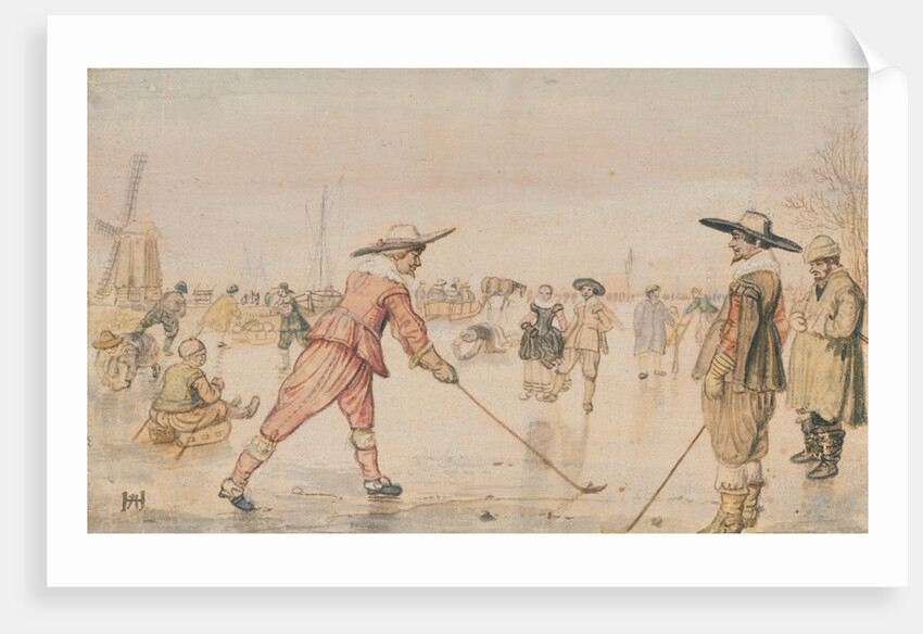 A Winter Scene with Two Gentlemen Playing Colf by Hendrick Avercamp