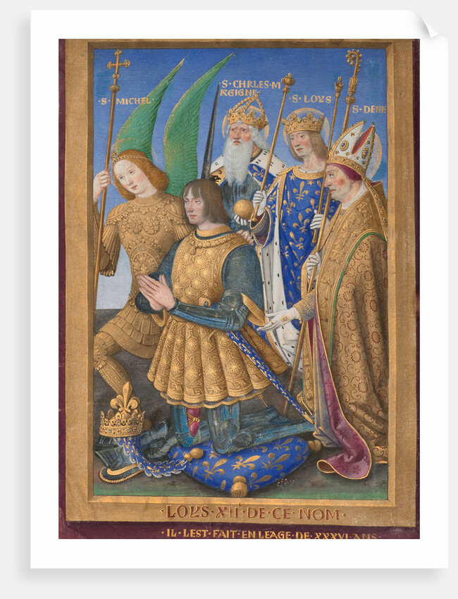 Louis XII of France Kneeling in Prayer, Accompanied by Saints Michael, Charlemagne, Louis, and Denis by Jean Bourdichon