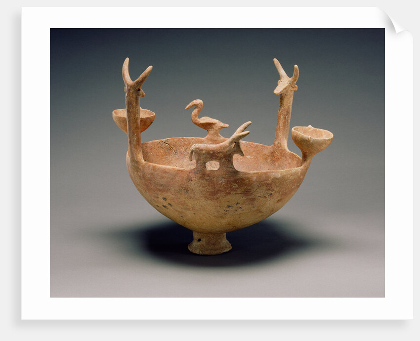 Red-Polished Ware Bowl with Modeled Figures by Anonymous