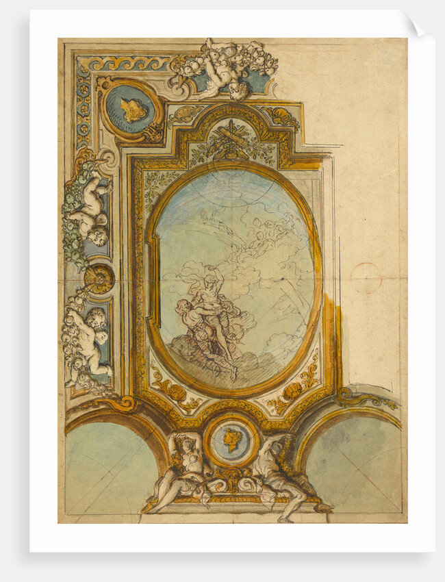 Studies for a Ceiling Decoration (recto), Studies for a Ceiling Decoration (verso) by Charles de La Fosse