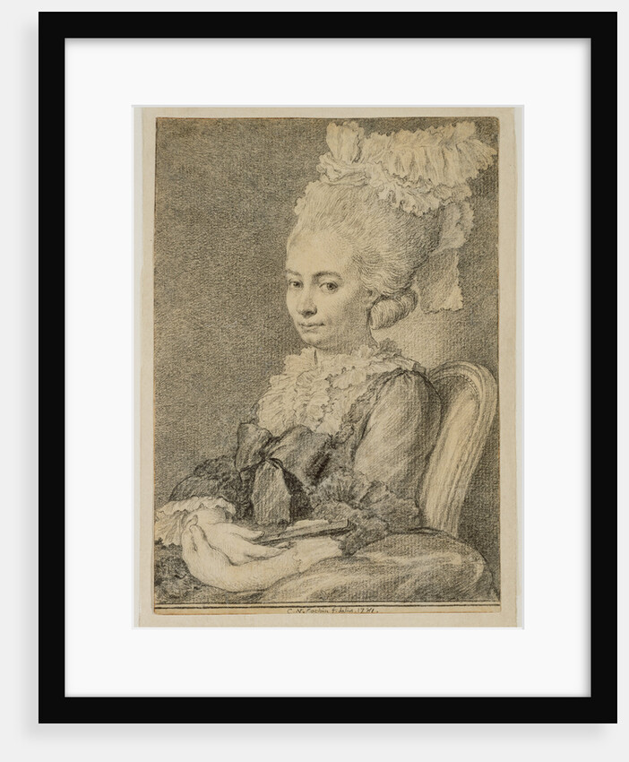Portrait of a Young Woman Holding a Fan by Charles-Nicolas Cochin II