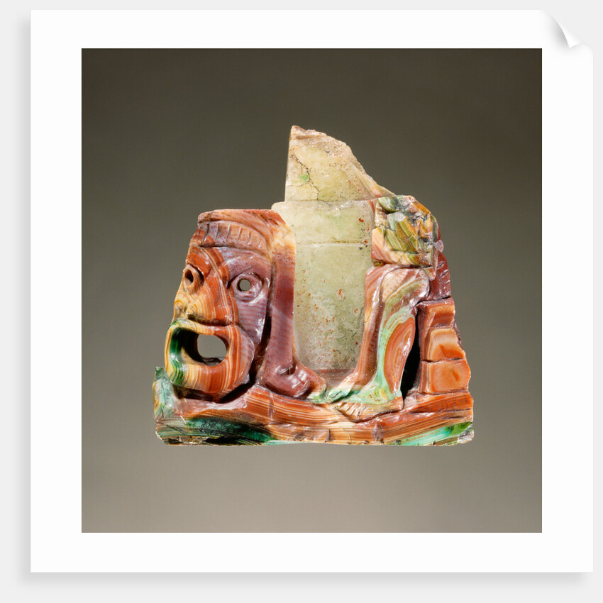 Fragmentary cameo sculpture with a theatrical mask and seated figure by Anonymous