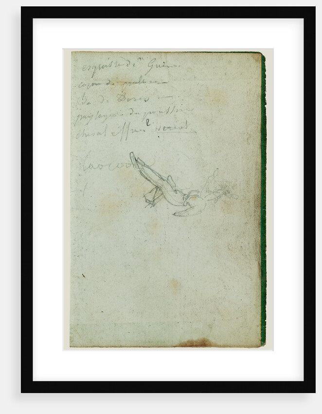 Figure study and inscriptions by Théodore Géricault