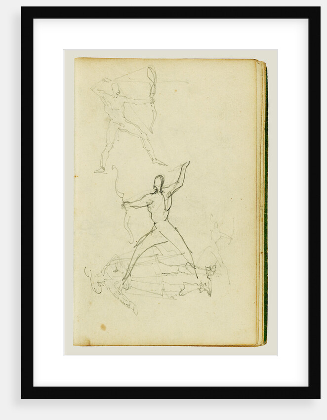 Three studies of a nude man with bow and arrow, standing cavalier by Théodore Géricault