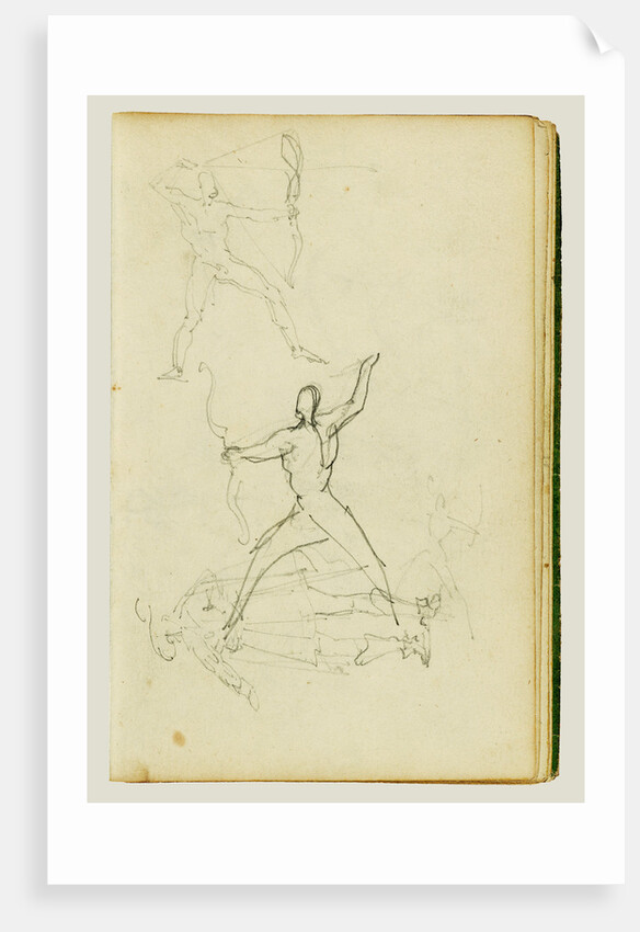 Three studies of a nude man with bow and arrow, standing cavalier by Théodore Géricault