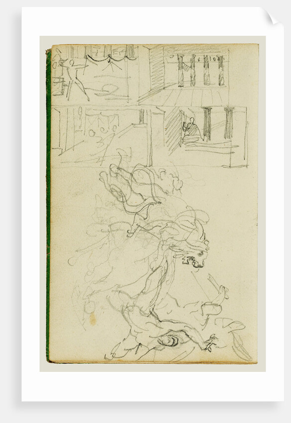 Two compositional studies of a lion hunt by Théodore Géricault