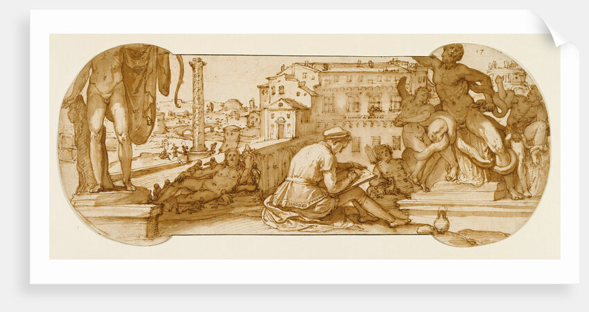 Taddeo in the Belvedere Court in the Vatican Drawing the Laocoön by Federico Zuccaro