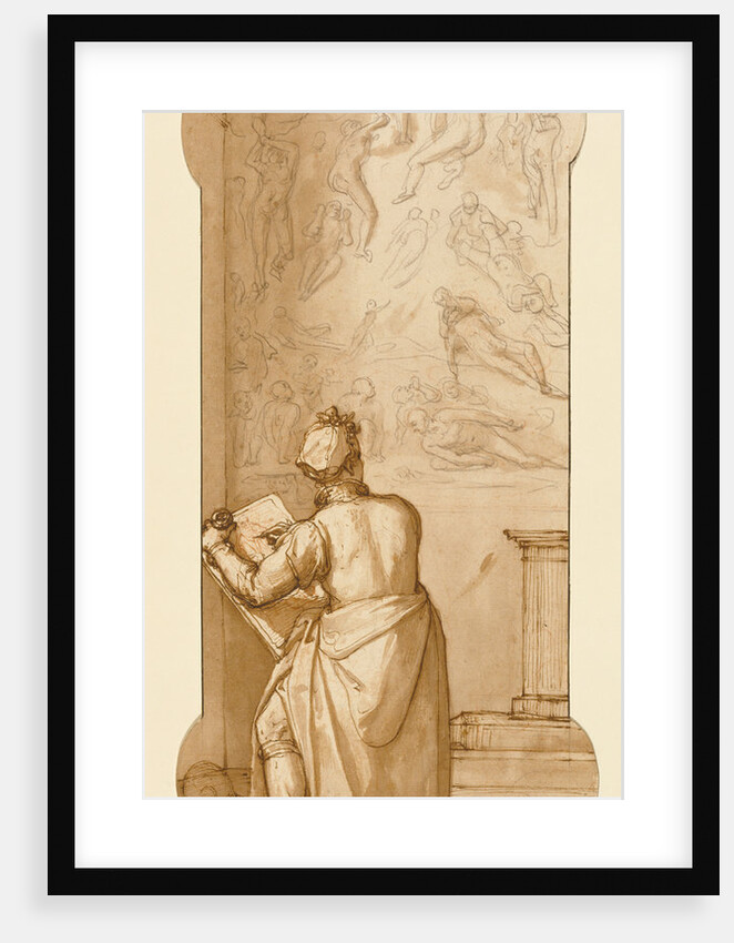 Taddeo in the Sistine Chapel Drawing Michelangelo's Last Judgment by Federico Zuccaro