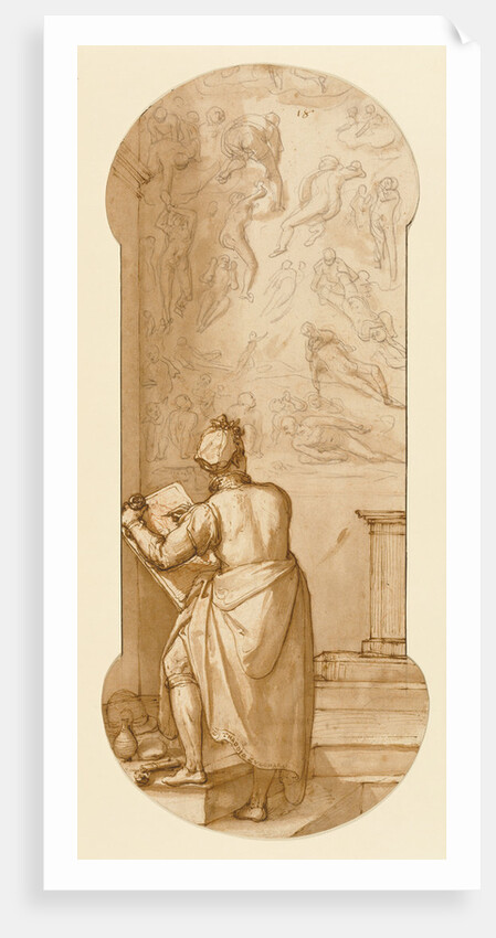Taddeo in the Sistine Chapel Drawing Michelangelo's Last Judgment by Federico Zuccaro