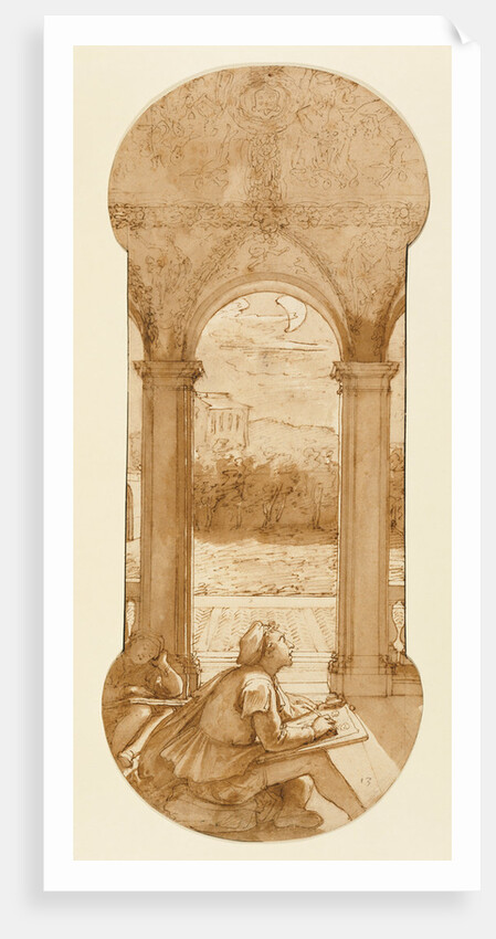 Taddeo Copying Raphael's Frescoes in the Loggia of the Villa Farnesina, Where He is Also Represented Asleep by Federico Zuccaro