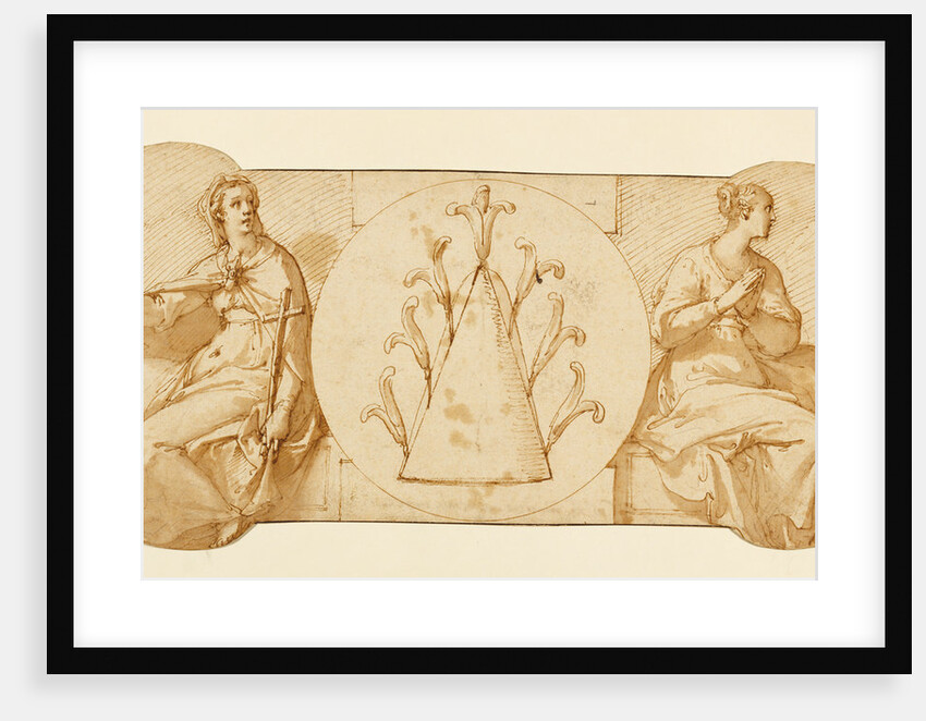 Allegories of Faith and Hope, Flanking the Zuccaro Emblem by Federico Zuccaro