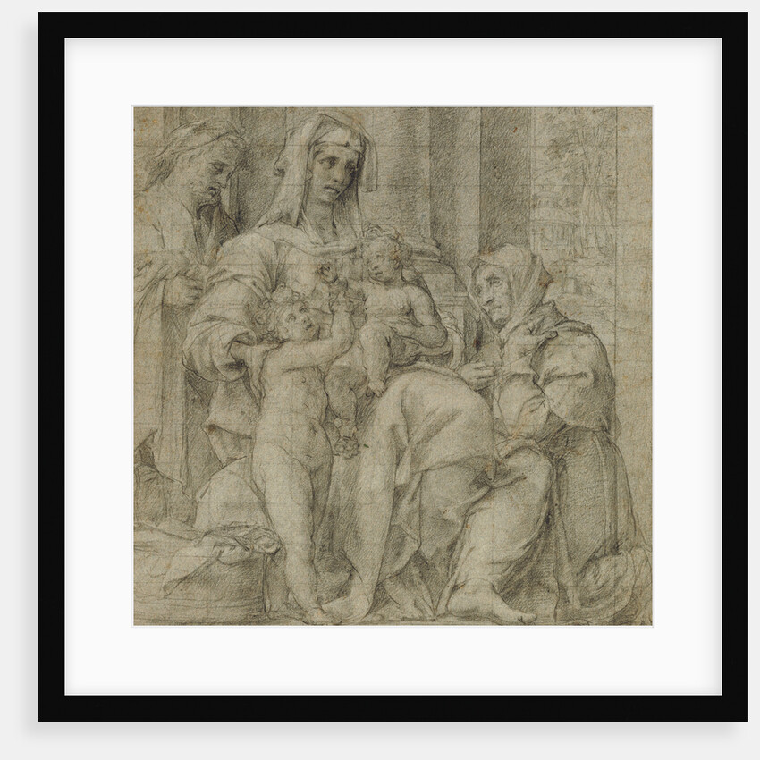 Holy Family with Saint John the Baptist Adored by an Unidentified Figure by Bartolomeo Cesi