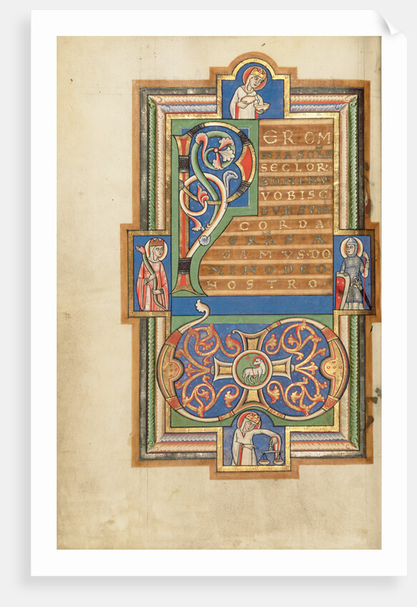 Decorated Text Page with a VD Monogram by Anonymous