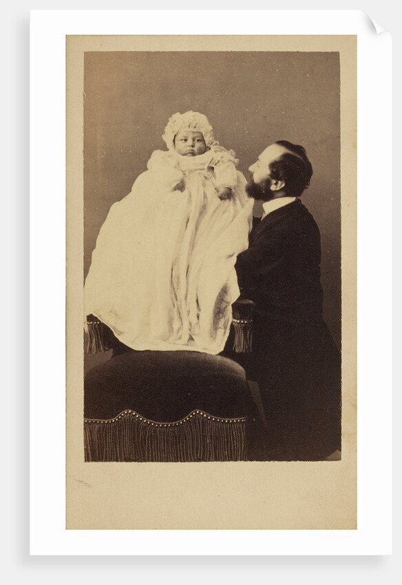 Baby in a bonnet and a long gown by Désiré Durand