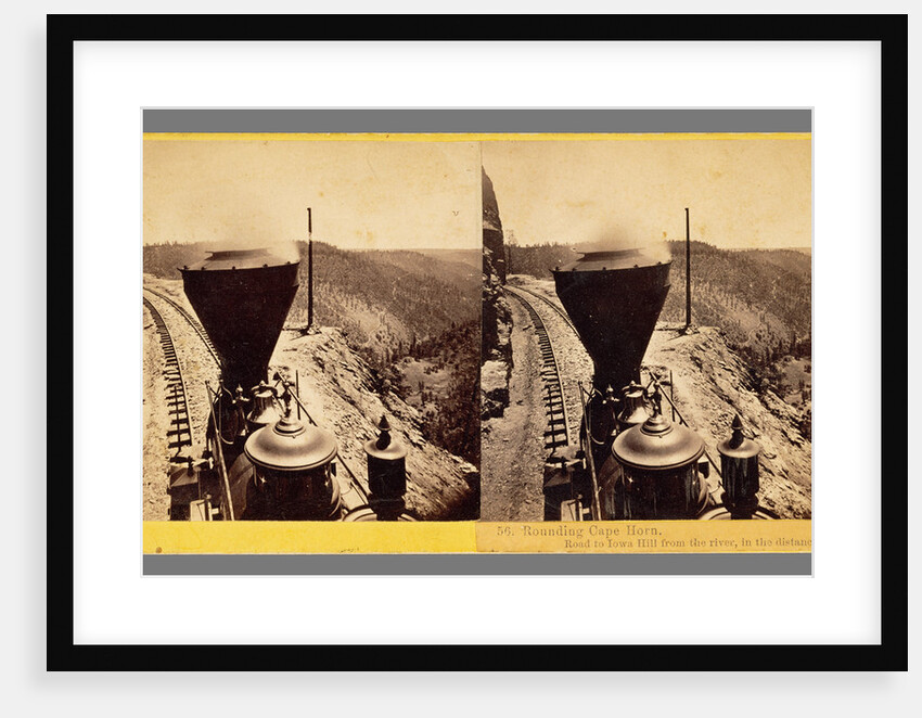 Rounding Cape Horn. Road to Iowa Hill from the river, in the distance. by Alfred A. Hart