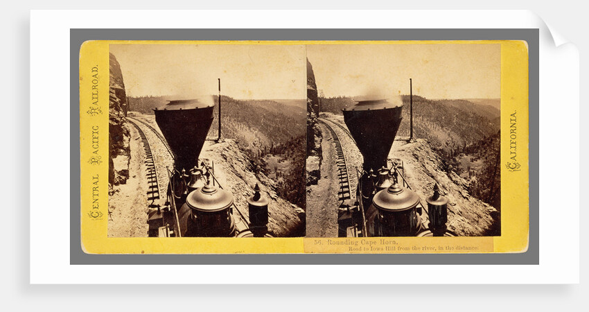 Rounding Cape Horn. Road to Iowa Hill from the river, in the distance. by Alfred A. Hart