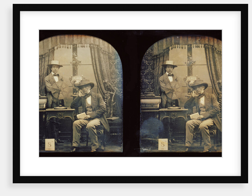 Self-portrait of Antoine François Jean Claudet and his son Henri Posed with His Invention, The Focimeter by Antoine Claudet