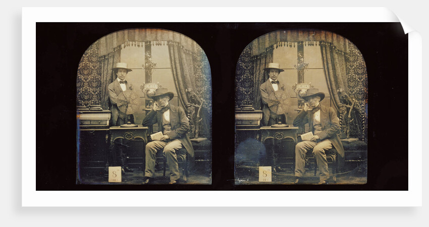 Self-portrait of Antoine François Jean Claudet and his son Henri Posed with His Invention, The Focimeter by Antoine Claudet