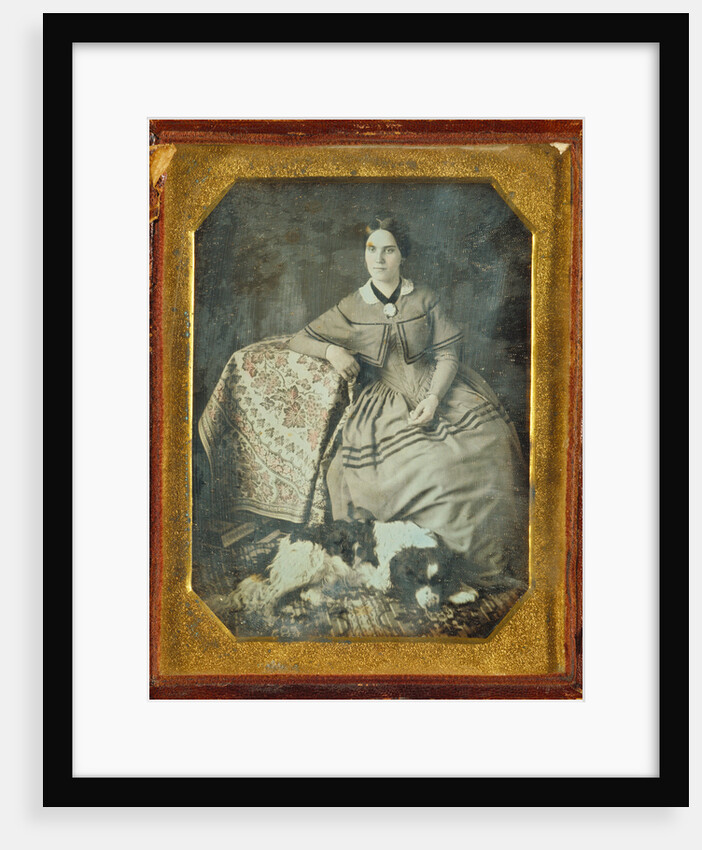 Portrait of a Seated Young Woman and Dog by Anonymous