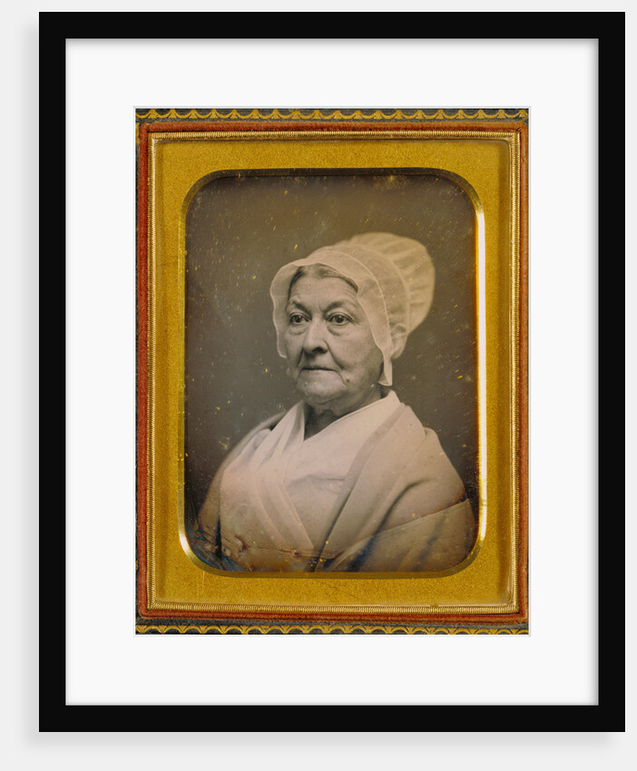 Portrait of an elderly woman in an Amish-like bonnet by Anonymous