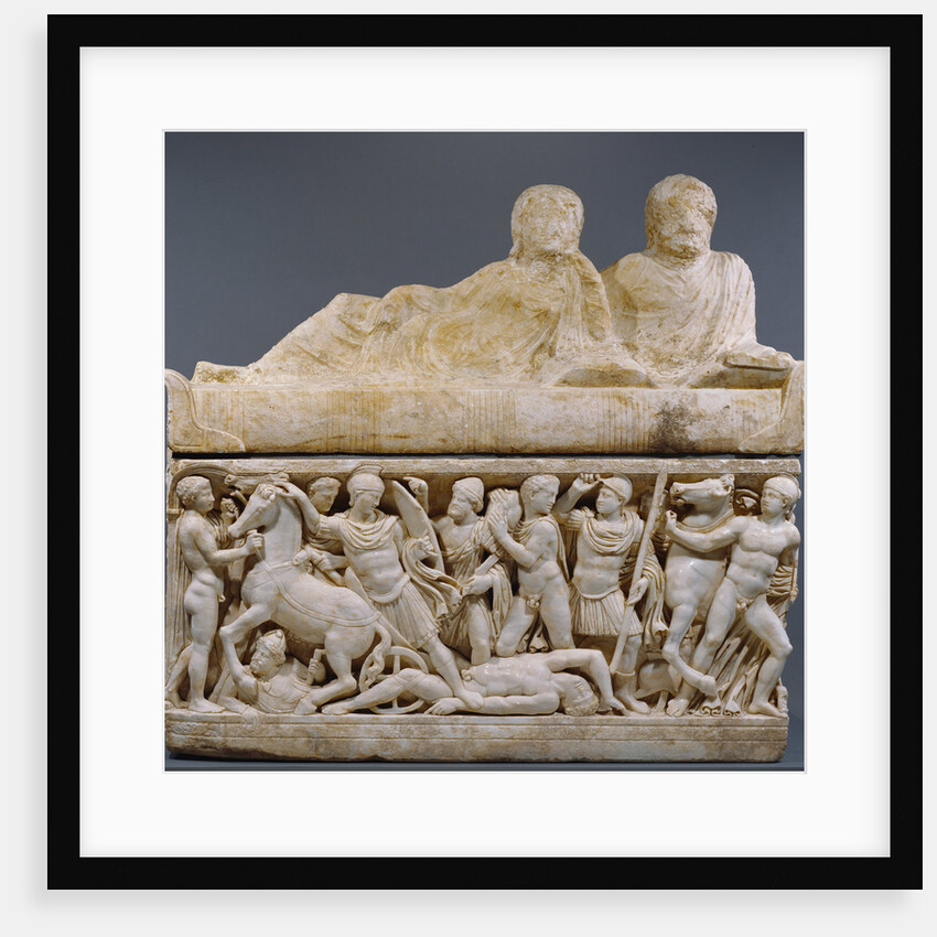 Sarcophagus with lid and 4 unjoined fragments by Anonymous
