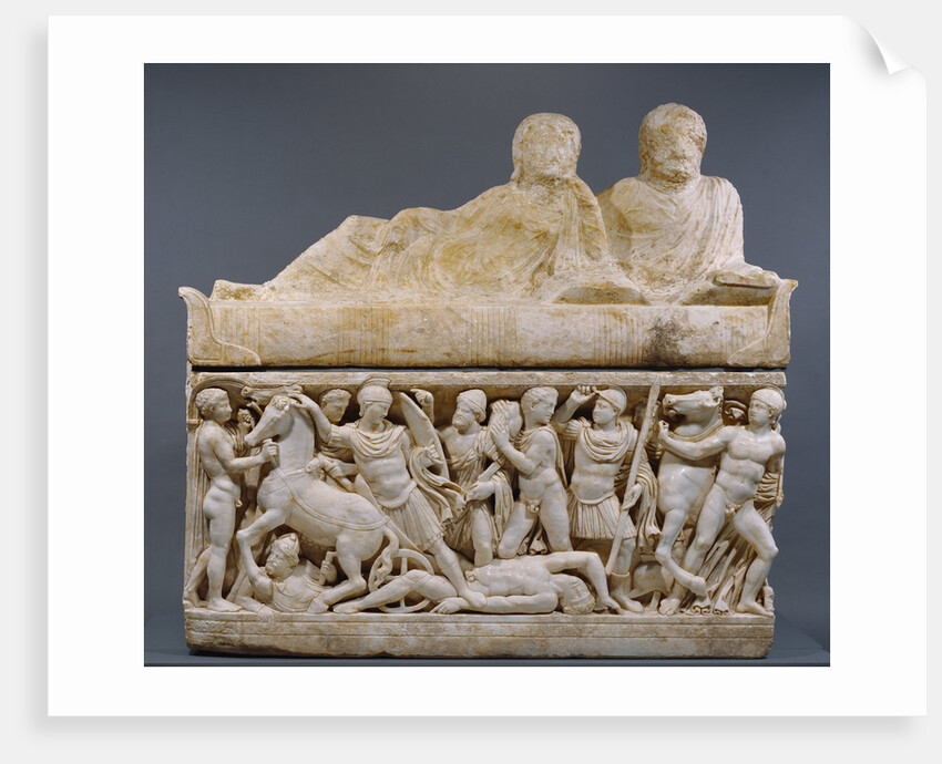 Sarcophagus with lid and 4 unjoined fragments by Anonymous