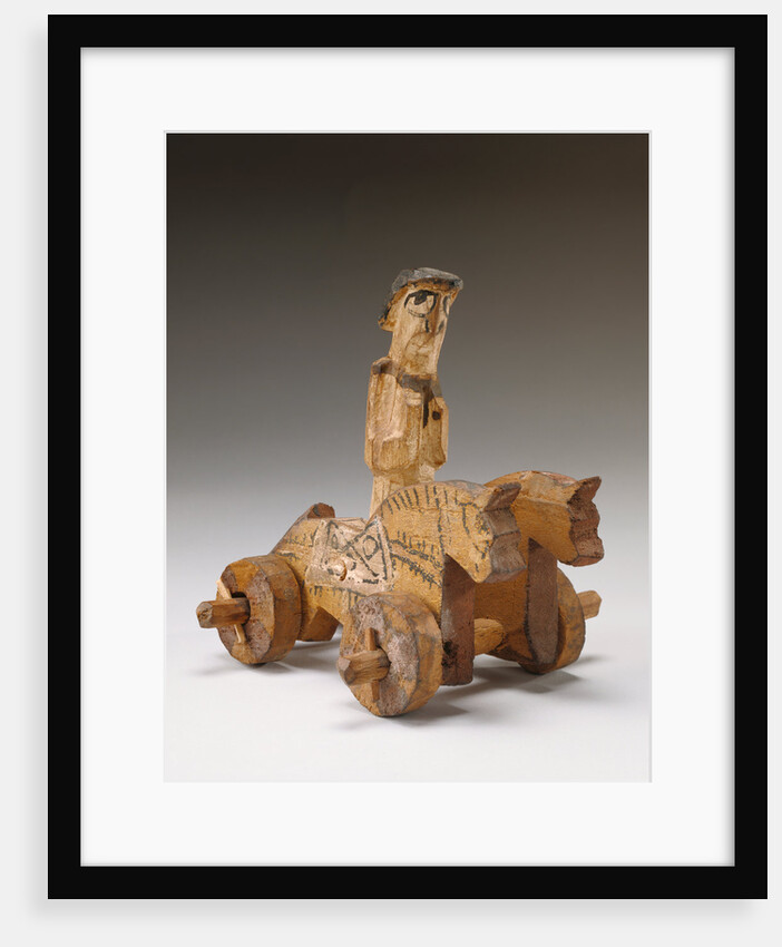 Toy in the Shape of a Rider and Two Horses on Wheels by Anonymous