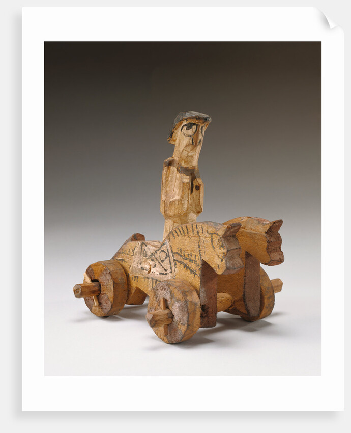 Toy in the Shape of a Rider and Two Horses on Wheels by Anonymous