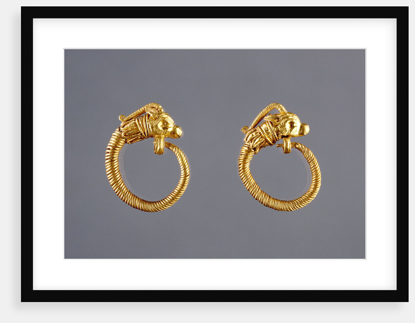 Hoop Earrings with Antelope Head Finials by Anonymous