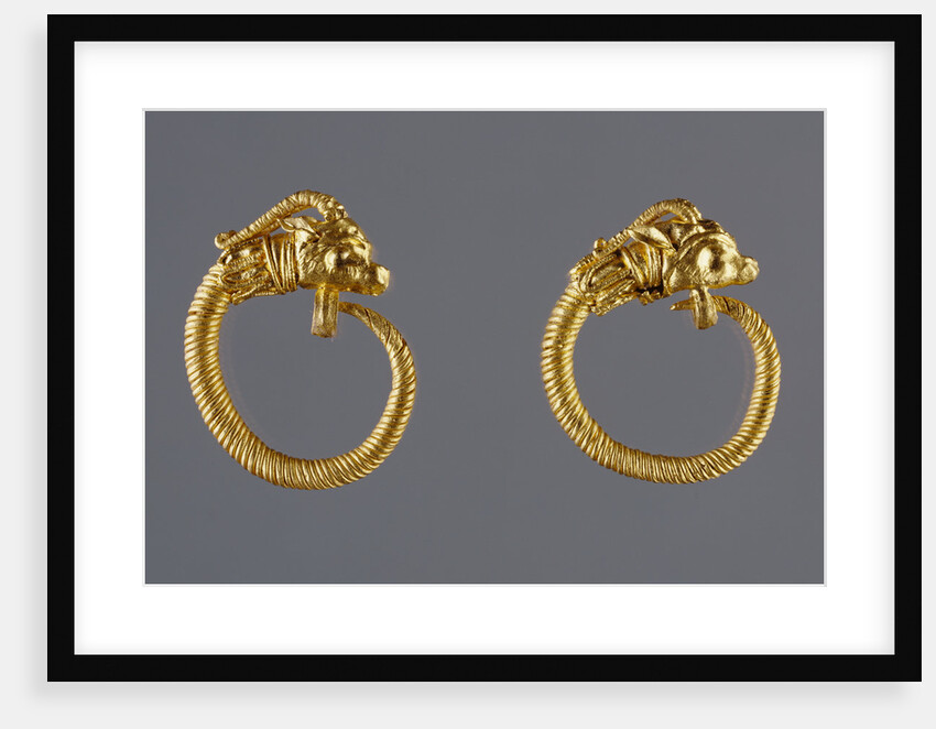 Hoop Earrings with Antelope-head Finials by Anonymous