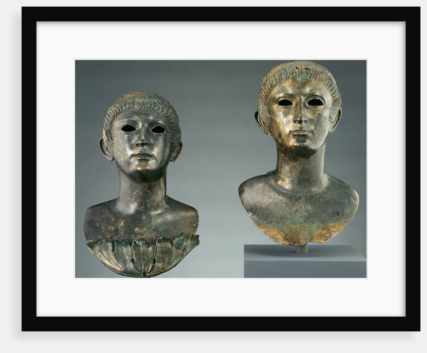 Pair of Portrait Busts of Youths and Two Marble Eyes by Anonymous