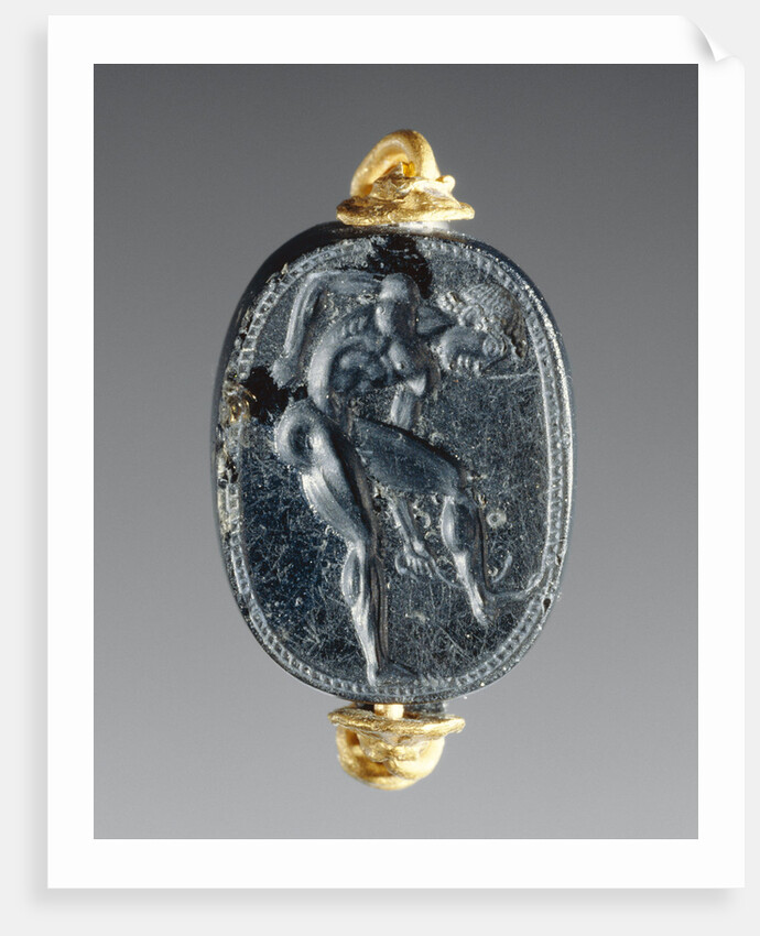 Engraved Scaraboid inset into a Ring by Epimenes