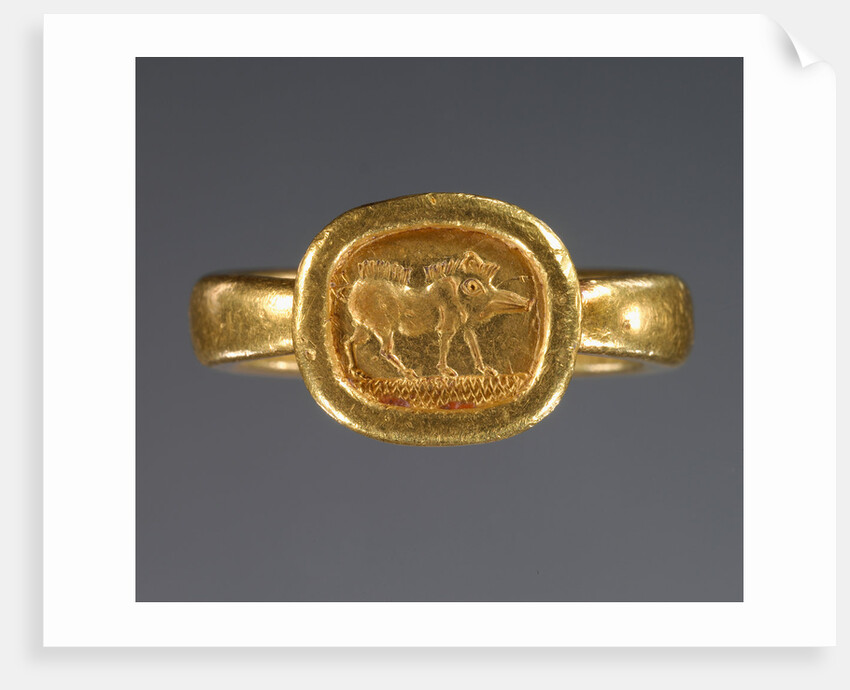 Ring with engraved bezel by Anonymous
