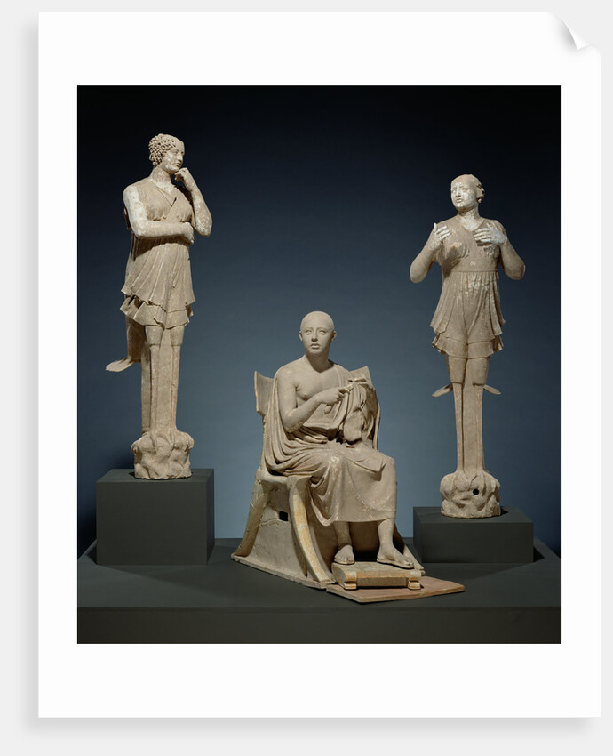 Sculptural Group of a Seated Poet and Sirens (2) with unjoined fragmentary curls (304) by Anonymous