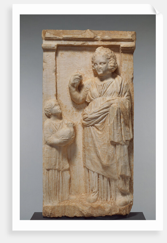 Grave Naiskos of Demainete with an Attendant Holding a Partridge by Anonymous