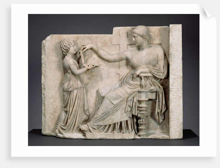 Grave Naiskos of an Enthroned Woman with an Attendant by Anonymous