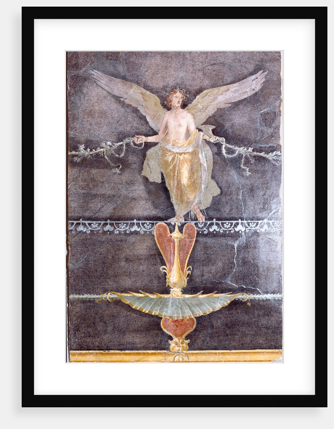 Wall Fragment with Winged Female (Nike) on Black Ground by Anonymous