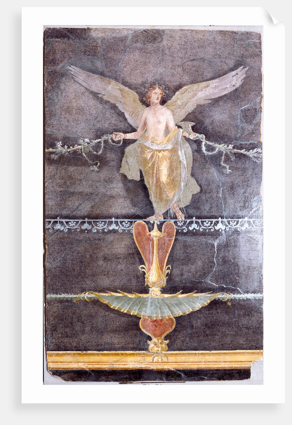 Wall Fragment with Winged Female (Nike) on Black Ground by Anonymous