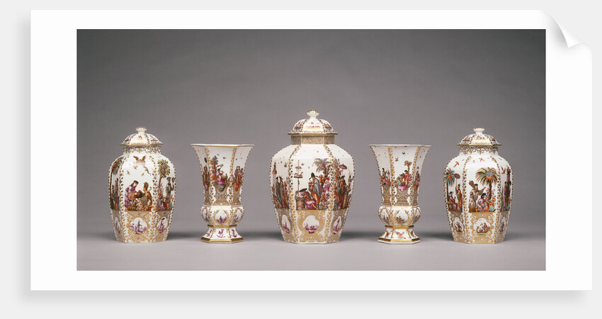 Assembled Set of Five Vases by Johann Gregor Höroldt