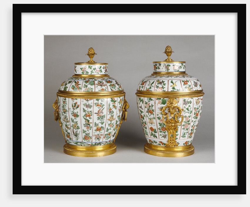 Pair of Mounted Lidded Vases by Anonymous