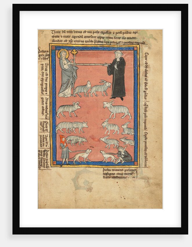 Christ and a Monk Holding the Ends of a Staff and Two Shepherds with their Flock by Anonymous