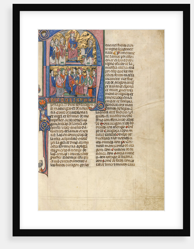 Initial N: Vidal de Canellas Offering His Text to King James by Anonymous