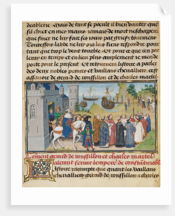 The Byzantine Emperor Welcoming Roussillon and Martel by Loyset Liédet