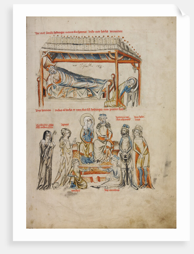 Heinrich Sleeping and Saint Hedwig Praying, Heinrich and Saint Hedwig with Their Children by Court workshop of Duke Ludwig I of Liegnitz and Brieg