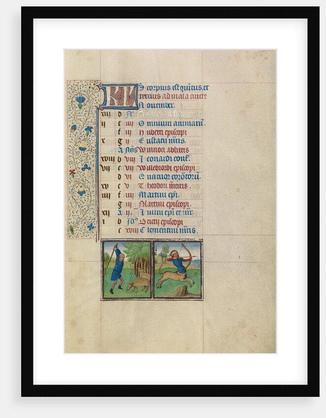 A Man Knocking Acorns from a Tree, Zodiacal Sign of Sagittarius by Workshop of Willem Vrelant