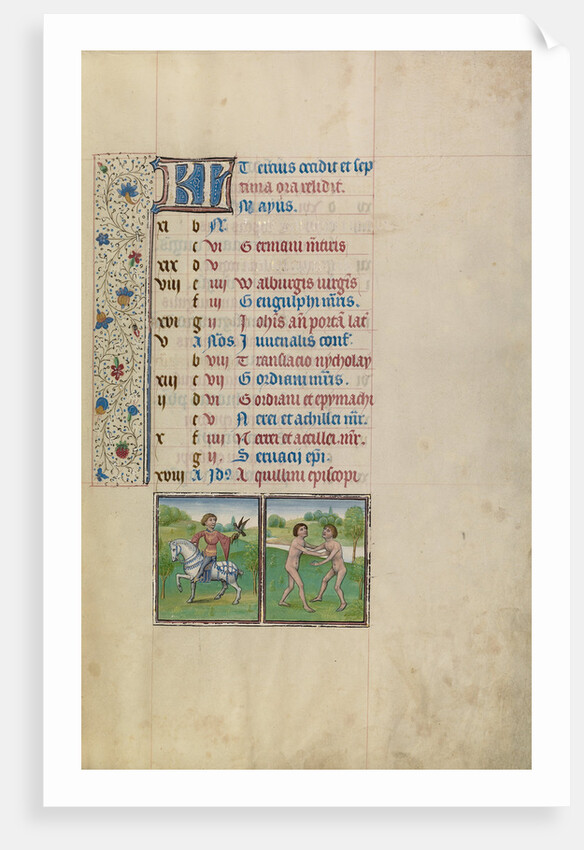 A Man Hawking, Zodiacal Sign of Gemini by Workshop of Willem Vrelant