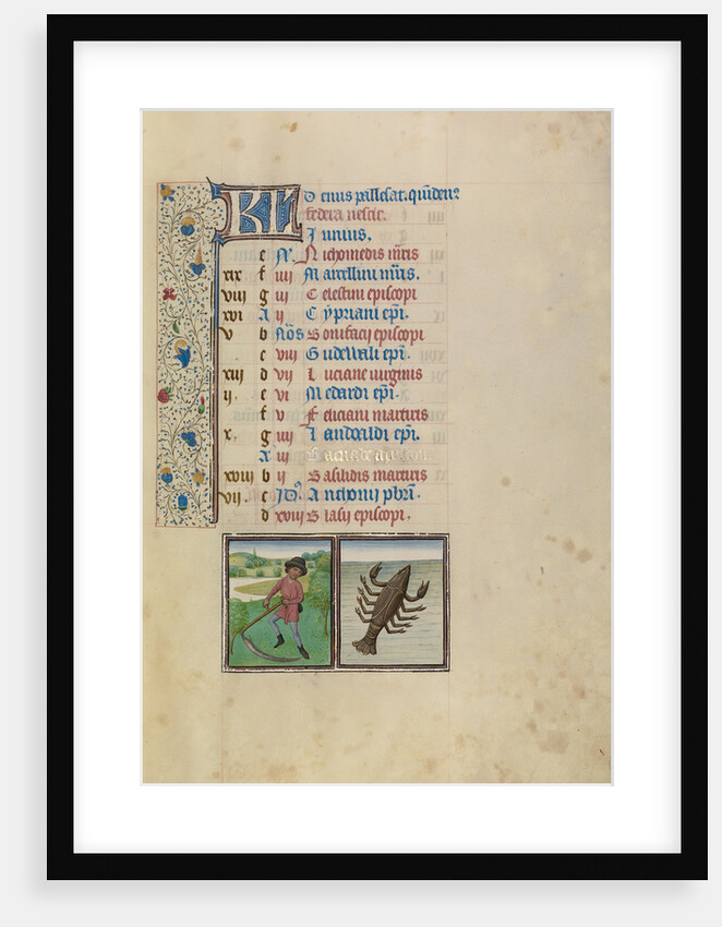 A Man Mowing, Zodiacal Sign of Cancer by Workshop of Willem Vrelant